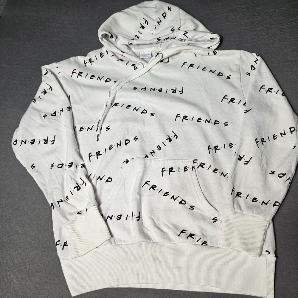 Friends TV Series All Over Print Hoodie Mens Medium White Pullover Mad Engine